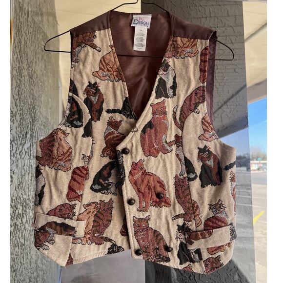 Vintage In Design textured cat vest size 16 - Picture 1 of 4